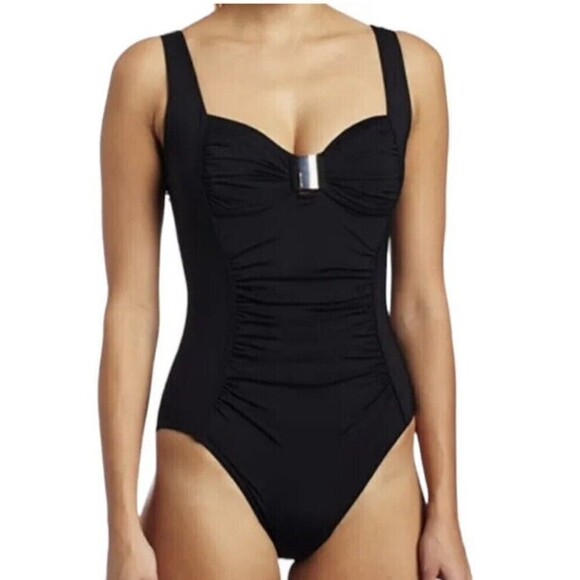 Calvin Klein Women’s Ruched Front One Piece Swimsuit Size 8 Grey Brown - Picture 7 of 7
